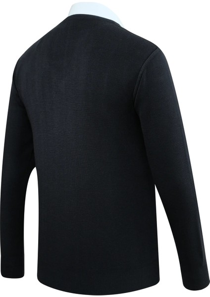 Erkek V Yaka Triko Kazak Çelik Örgü Desenli Klasik Kalıp - 5209D fırsatları