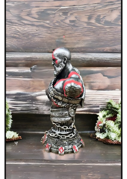 Elite Kratos 20CM Gümüş Eskitme Kırmızı Detay God Of War 4 Playstation- Pc Oyun Karakteri Polyester Figür 1 Adet modelleri
