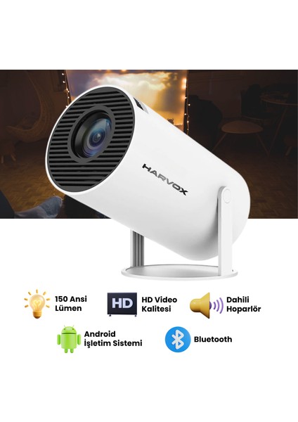 HY300 Pro Upgrade Projeksiyon Cihazı Taşınabilir Android Sistemli Wifi HDMI USB Destekli Projektör