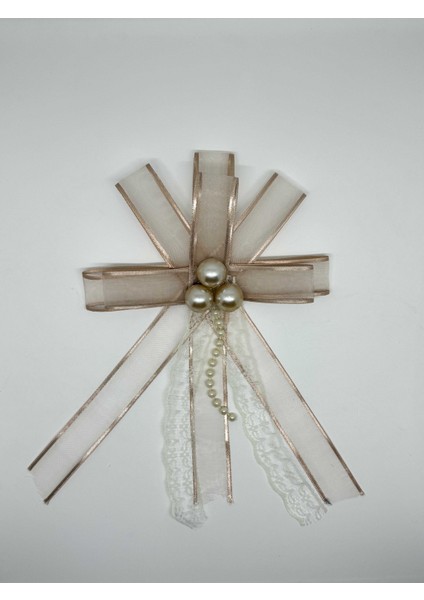 Gelin Bohçası Için Özel Incili 1 Adet Kahve Bohça Çiçeği