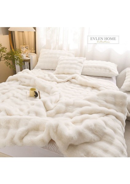 Kürk Yorgan Çift Kişilik Dolgulu Peluş Yumuşak Wellsoft Çift Taraflı Yatak Örtüsü 3 Parça Set Lory