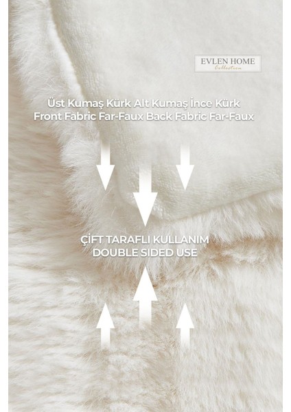 Kürk Yorgan Çift Kişilik Dolgulu Peluş Yumuşak Wellsoft Çift Taraflı Yatak Örtüsü 3 Parça Set Lory