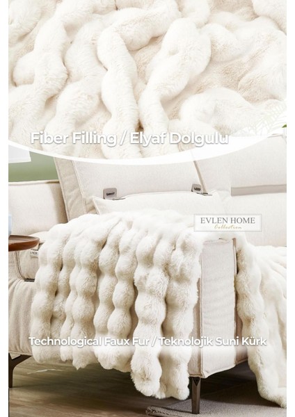 Kürk Yorgan Çift Kişilik Dolgulu Peluş Yumuşak Wellsoft Çift Taraflı Yatak Örtüsü 3 Parça Set Lory