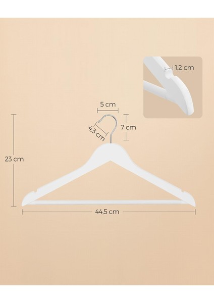 Ahşap Elbise Askısı, 20'li Set, Masif Ahşap Askılar, Omuz Bölgesinde Çentikler, Kaymaz Pant indirimleri