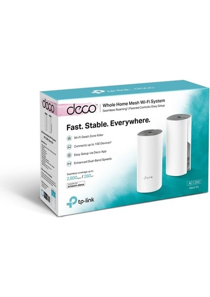 Deco E4, AC1200 Tüm Evi Kapsayan Mesh 2'li Wifi Sistemi indirimleri