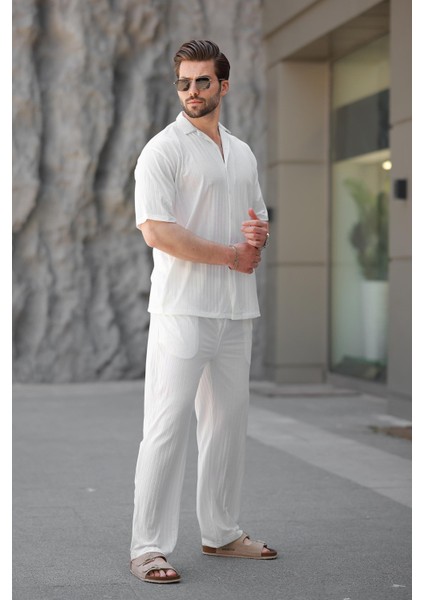 Beyaz Basic Erkek Gömlek Takım E7315