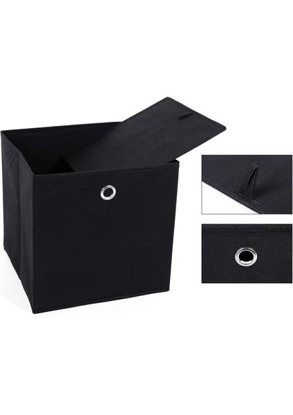 RFB02H-3 Saklama Kutusu, 6 Adet, Katlanır Kutu, Parmak Delikli, 30 x 30 x 30 Cm, Siyah modelleri