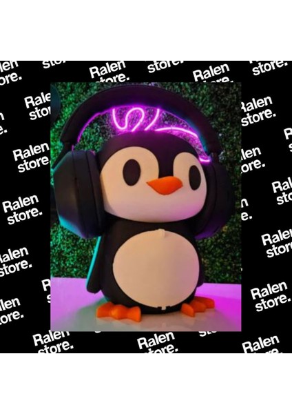 Penguen Kulaklık Standı Kulak Içi Kulaklıklar Için Özel Bölmeli | 20CM | Siyah-Beyaz ( Yüksek Kalite 3D Baskı Pla )