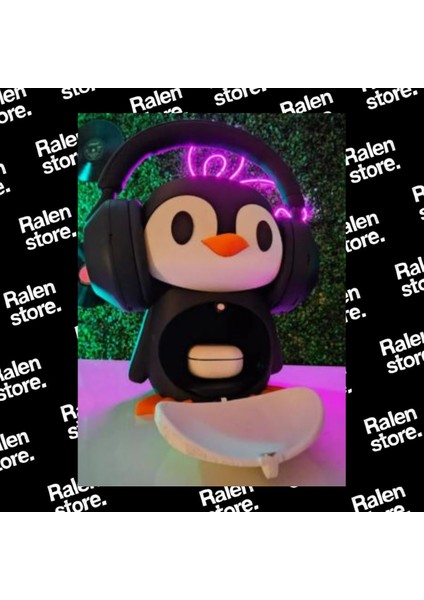 Penguen Kulaklık Standı Kulak Içi Kulaklıklar Için Özel Bölmeli | 20CM | Siyah-Beyaz ( Yüksek Kalite 3D Baskı Pla ) fırsatları