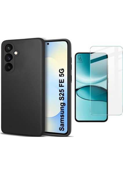 Samsung Galaxy S25 Fe Uyumlu Kılıf Esnek Silikon Telefon Kılıfı ve Temperli Cam Ekran Koruyucu