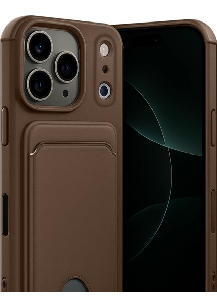Apple iPhone 17 Pro Max Uyumlu Arka Kamera Korumalı Kart Koyulabilen Silikon Kartlıklı Kılıf Kapak fiyatları