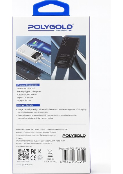 Digimonster PG-PW320 | 20000 Mah Powerbank | Hızlı Şarj | Çift USB + Type-C Giriş | LCD Ekranlı | Taşınabilir Şarj Cihazı | Siyah fırsatları