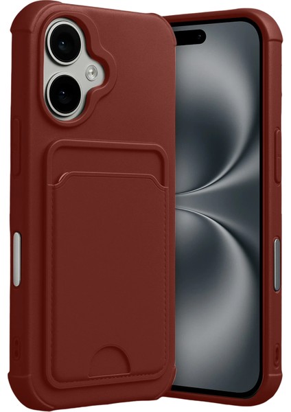 Apple iPhone 17 Uyumlu Arka Kamera Korumalı Kart Koyulabilen Silikon Kartlıklı Kılıf Kapak