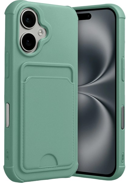 Apple iPhone 17 Uyumlu Arka Kamera Korumalı Kart Koyulabilen Silikon Kartlıklı Kılıf Kapak