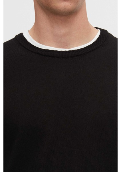 Ds Damat Regular Fit Siyah Tüylenme Yapmayan Bisiklet Yaka Pamuklu Triko Kazak 5HF06ORT12004 fırsatları