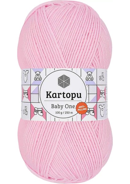 1 Adet Baby One Tüylenmeyen El Örgü İpi Yünü Açık Pembe K782