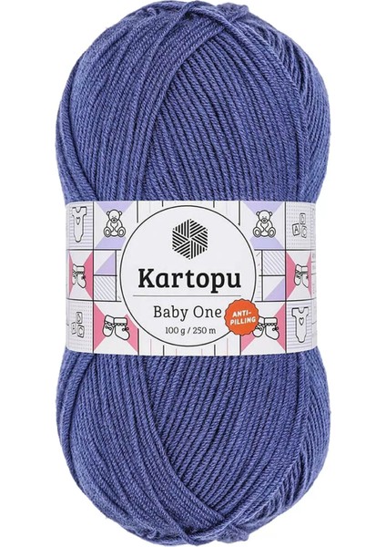 1 Adet Baby One Tüylenmeyen El Örgü İpi Yünü Açık Lacivert K604