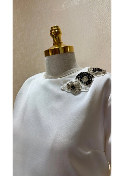 Ekru Renk Diamond Taşlı Elbise fiyatları