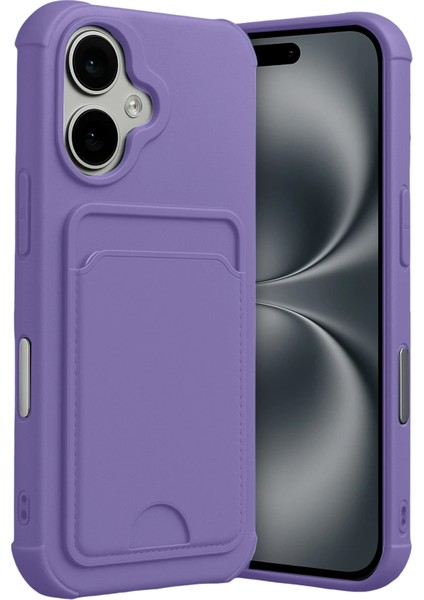 Apple iPhone 17 Uyumlu Arka Kamera Korumalı Kart Koyulabilen Silikon Kartlıklı Kılıf Kapak