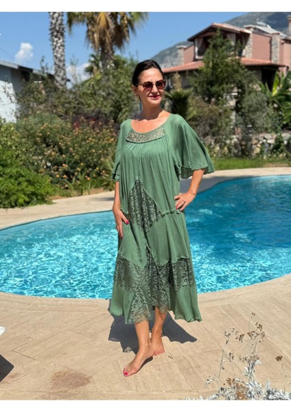 VL5510 Marselina Vual Elbise Hakiyeşil