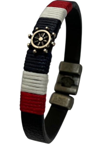 Erkek Bileklik Mıknatıslı Suni Deri Boncuk Taşlı Charm Hasır Örgü Bileklik