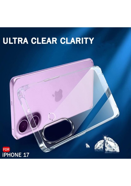 Apple iPhone 17 ile Uyumlu Kılıf Şeffaf Esnek Silikon Telefon Kılıfı Kapak