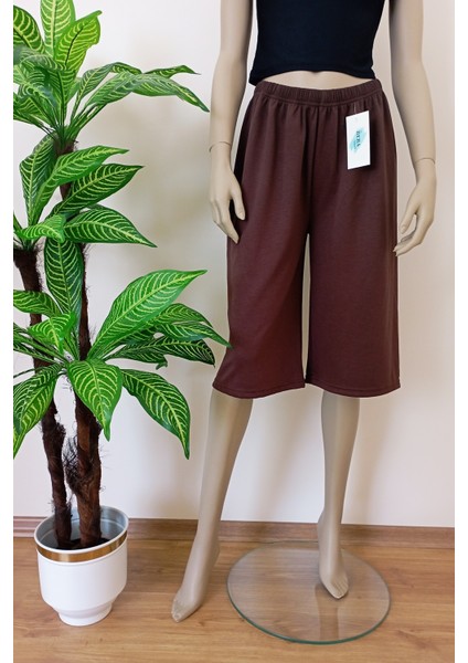 Kadın-Erkek Düz Kesim Yumuşak Dokulu Bol Paça Bermuda Alt fırsatları