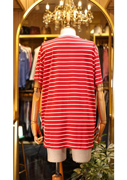 Kırmızı Renk Çizgili T-Shirt modelleri