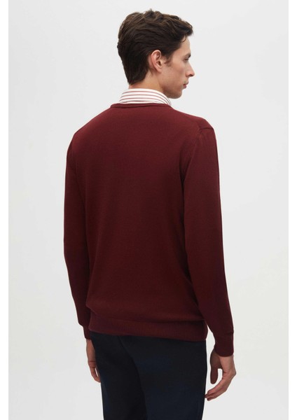 Ds Damat Regular Fit Bordo Tüylenme Yapmayan Bisiklet Yaka Pamuklu Triko Kazak 5HF06ORT12004 fırsatları