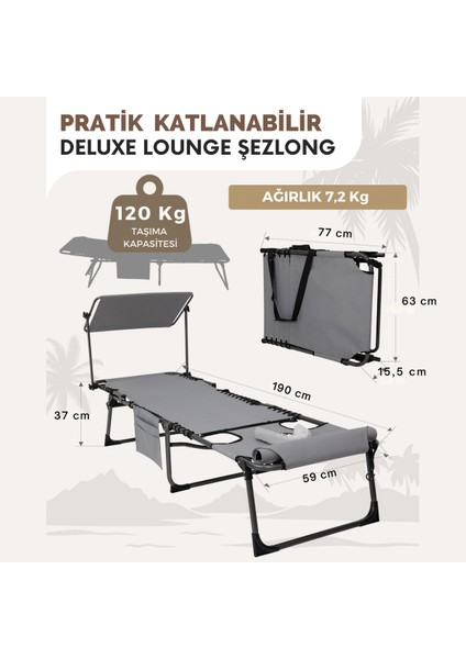 Magnolia B10 Plus Hands-Free Premium 7 Kademeli Katlanır Şezlong Grey indirimleri