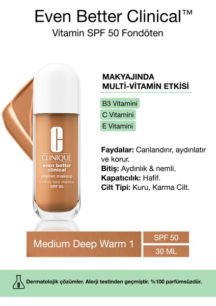 Even Better Clinical Vitamin Makeup Spf 50 Fondöten - Renk: Medium Deep Warm 1 - 30ML | C Vitamini