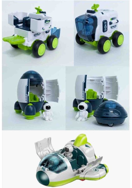 Sürtmeli Astronotlu Uzay Arabası Uzay Roketi Uzay Mekiği 3 Lü Uzay Istasyonu Araçları Oyuncak Seti fiyatları