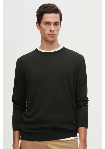 Ds Damat Regular Fit Haki Tüylenme Yapmayan Bisiklet Yaka Triko Kazak 5HF06ORT12004