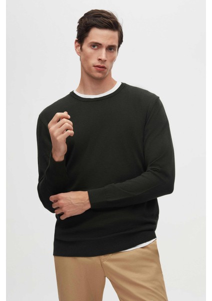 Ds Damat Regular Fit Haki Tüylenme Yapmayan Bisiklet Yaka Triko Kazak 5HF06ORT12004 fiyatları