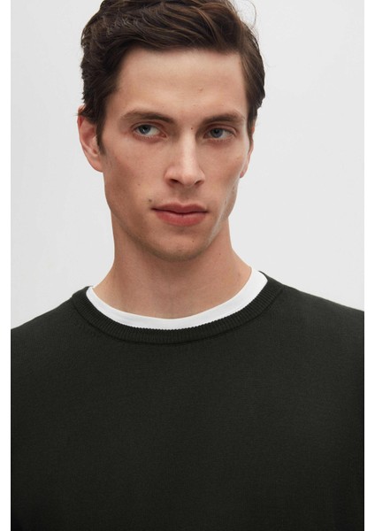 Ds Damat Regular Fit Haki Tüylenme Yapmayan Bisiklet Yaka Triko Kazak 5HF06ORT12004 modelleri