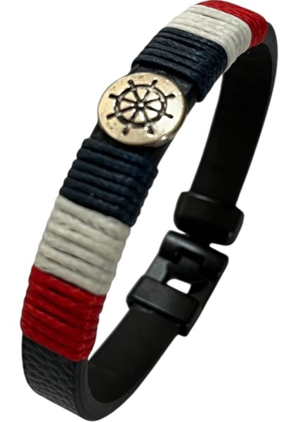 Erkek Bileklik Mıknatıslı Suni Deri Boncuk Taşlı Charm Hasır Örgü Bileklik