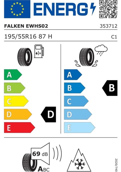 195/55R16 87H Eurowınter HS02 2025 Üretim Kış Lastiği fiyatları