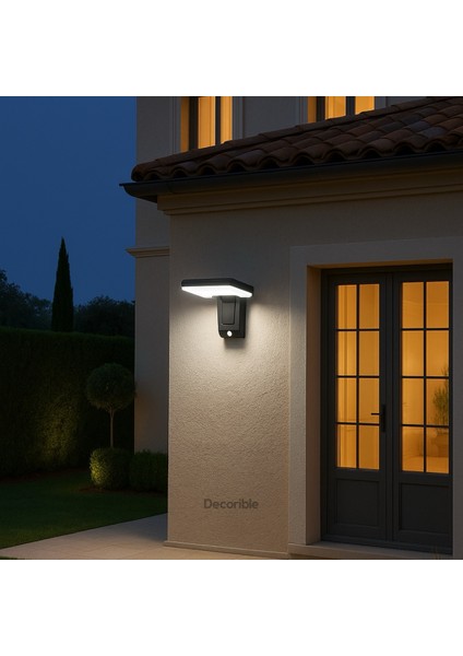 Bendi Solar Aplik Sensörlü Dekoratif Güneş Enerjili Bahçe Duvar Aydınlatması Beyaz Işık