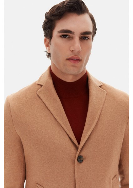 Ds Damat Regular Fit Koyu Bej Mono Yaka Kaşe Kaban 5HF08ORT10000 fiyatları