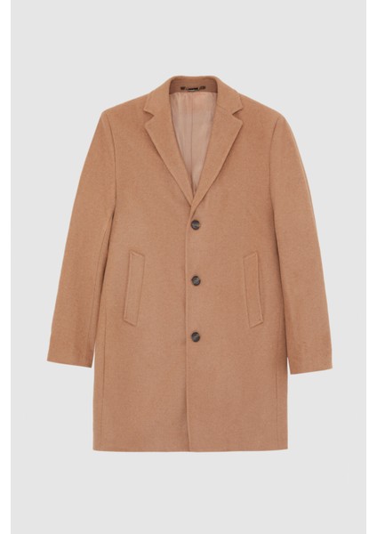 Ds Damat Regular Fit Koyu Bej Mono Yaka Kaşe Kaban 5HF08ORT10000 indirimleri