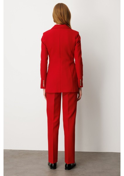 Kadın Kruvaze Yaka Kapak Cepli Ceket 5025 Kırmızı fırsatları