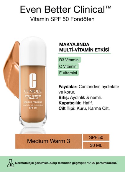Even Better Clinical Vitamin Makeup Spf 50 Fondöten - Renk: Medium Warm 3 - 30ML | C Vitamini