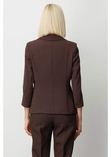 Kadın Kapak Cepli Duble Kol Ceket 5203 Kahverengi fırsatları