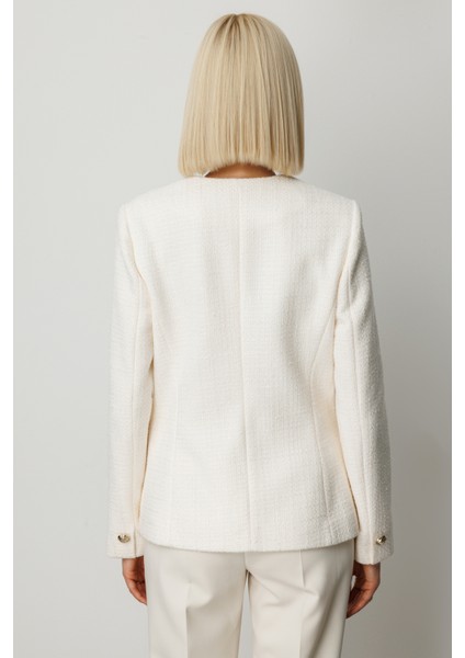 Kadın Kapak Cepli Tüvit Ceket 5043 Ekru fırsatları