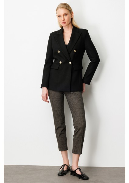 Kadın Kruvaze Yaka Kaşe Ceket 5069 Siyah modelleri