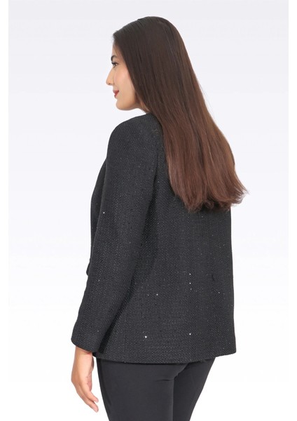 Tolga Saraçoğlu Kadın Kontrast Biye Detaylı Şık Şanel Ceket 0124 Siyah fırsatları