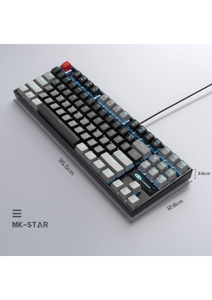Mk-Star 87 Tuş Red Switch Gri-Siyah Kablolu Türkçe Q Mekanik Gaming Klavye fırsatları