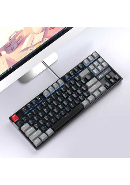 Mk-Star 87 Tuş Red Switch Gri-Siyah Kablolu Türkçe Q Mekanik Gaming Klavye