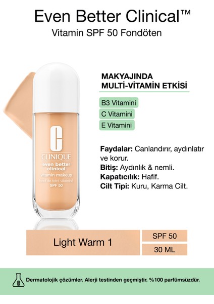 Even Better Clinical Vitamin Makeup Spf 50 Fondöten - Renk: Light Warm 1 - 30ML | C Vitamini