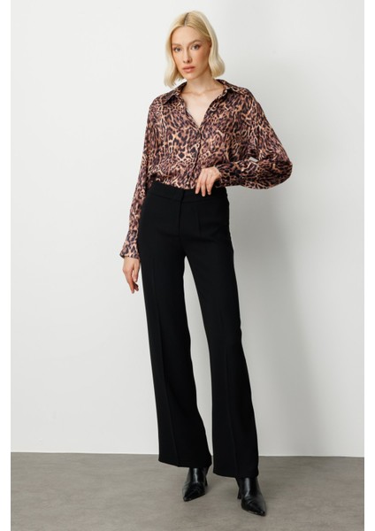 Kadın Krep Kumaş Bol Paça Pantolon 1031 Siyah fiyatları